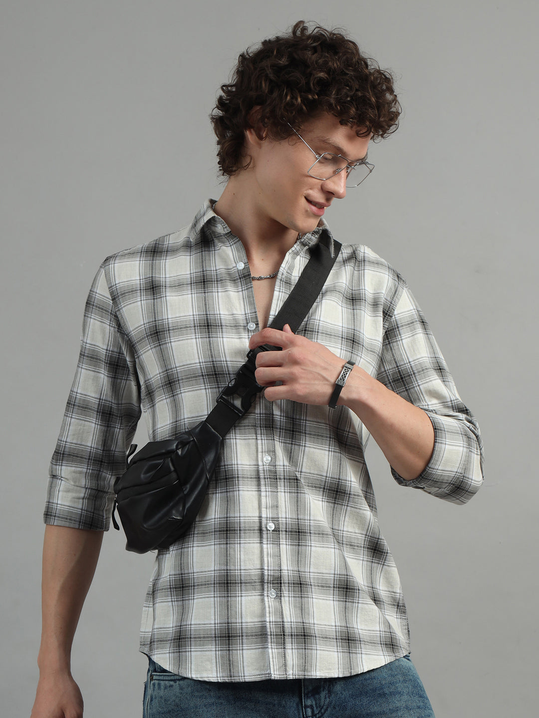 Windowpane Grey Checks Shirt Checks Shirt Bushirt