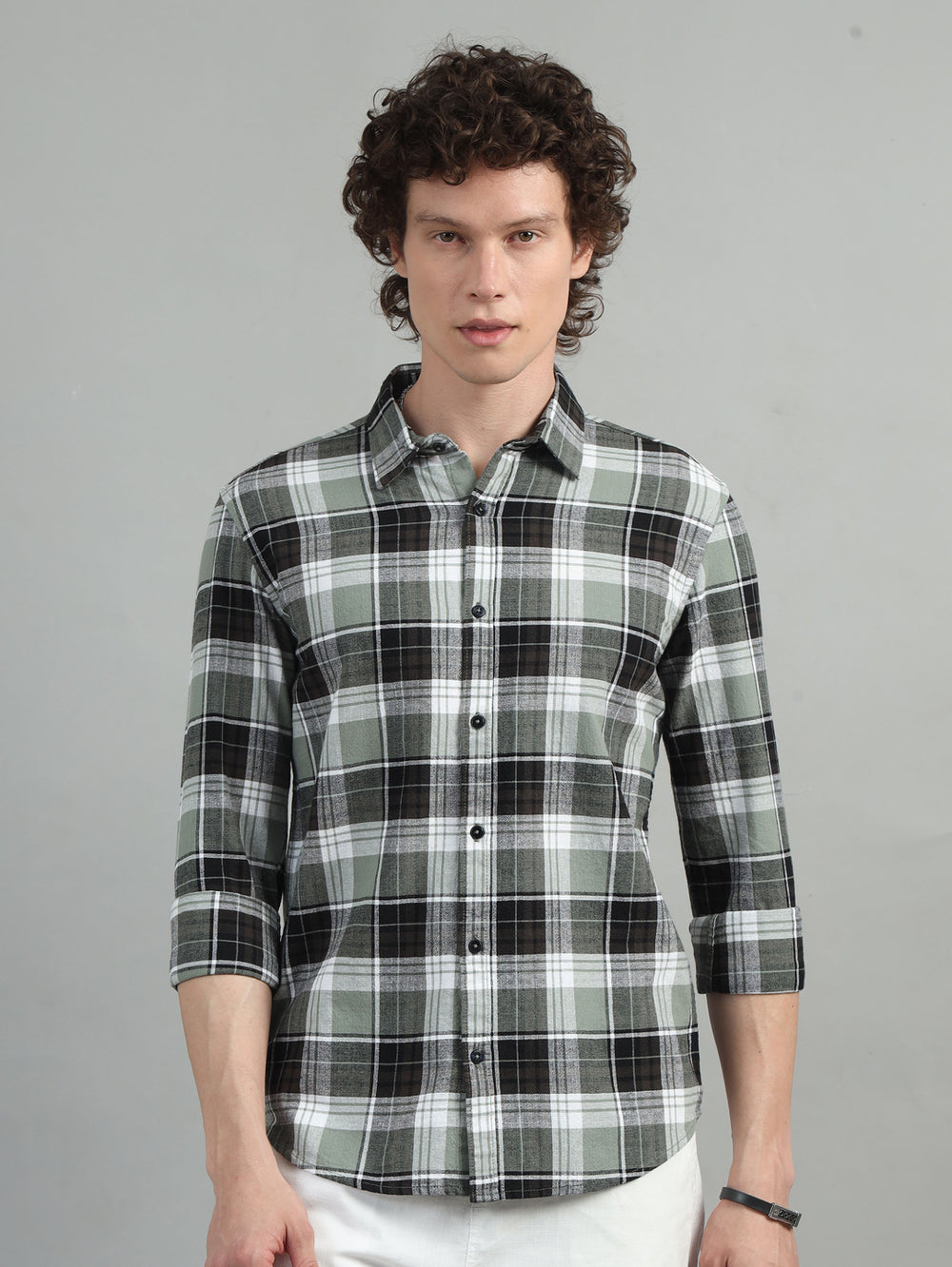 Glider Green Checked Shirt Checks Shirt Bushirt