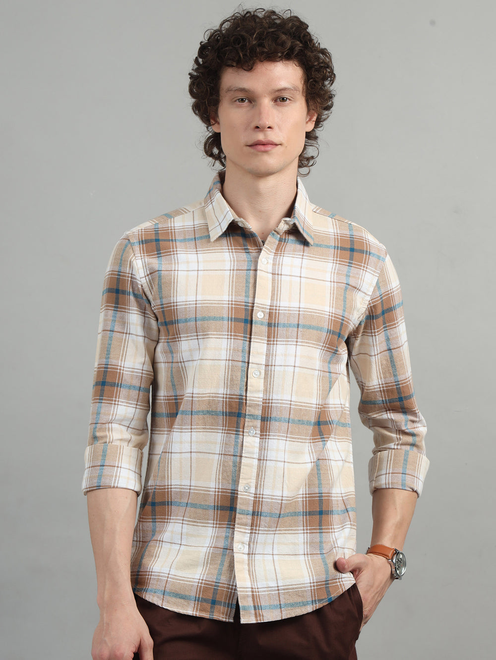 Breezy Brown Checked Shirt Checks Shirt Bushirt