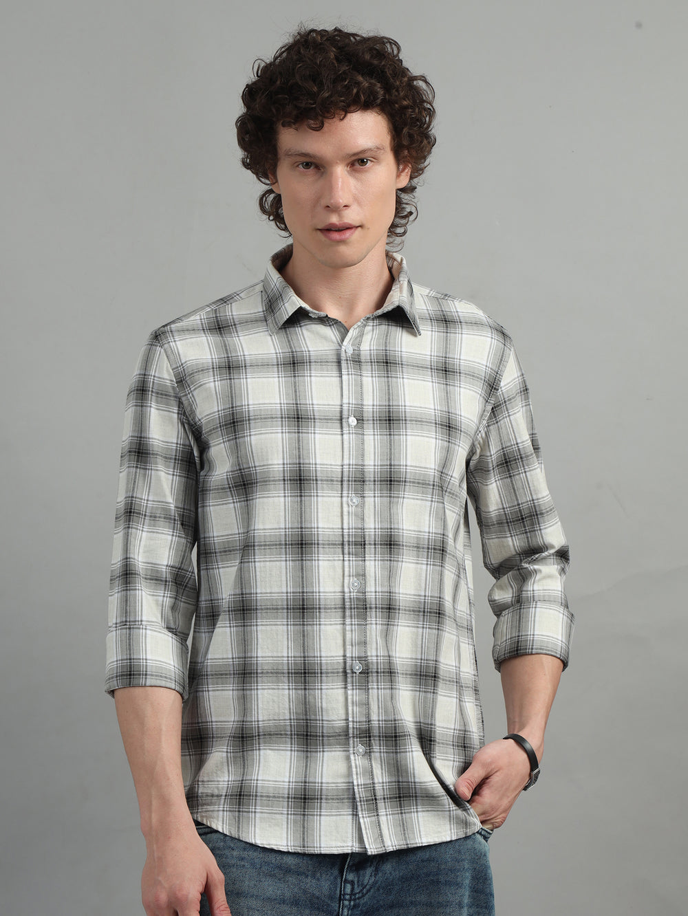 Windowpane Grey Checks Shirt Checks Shirt Bushirt