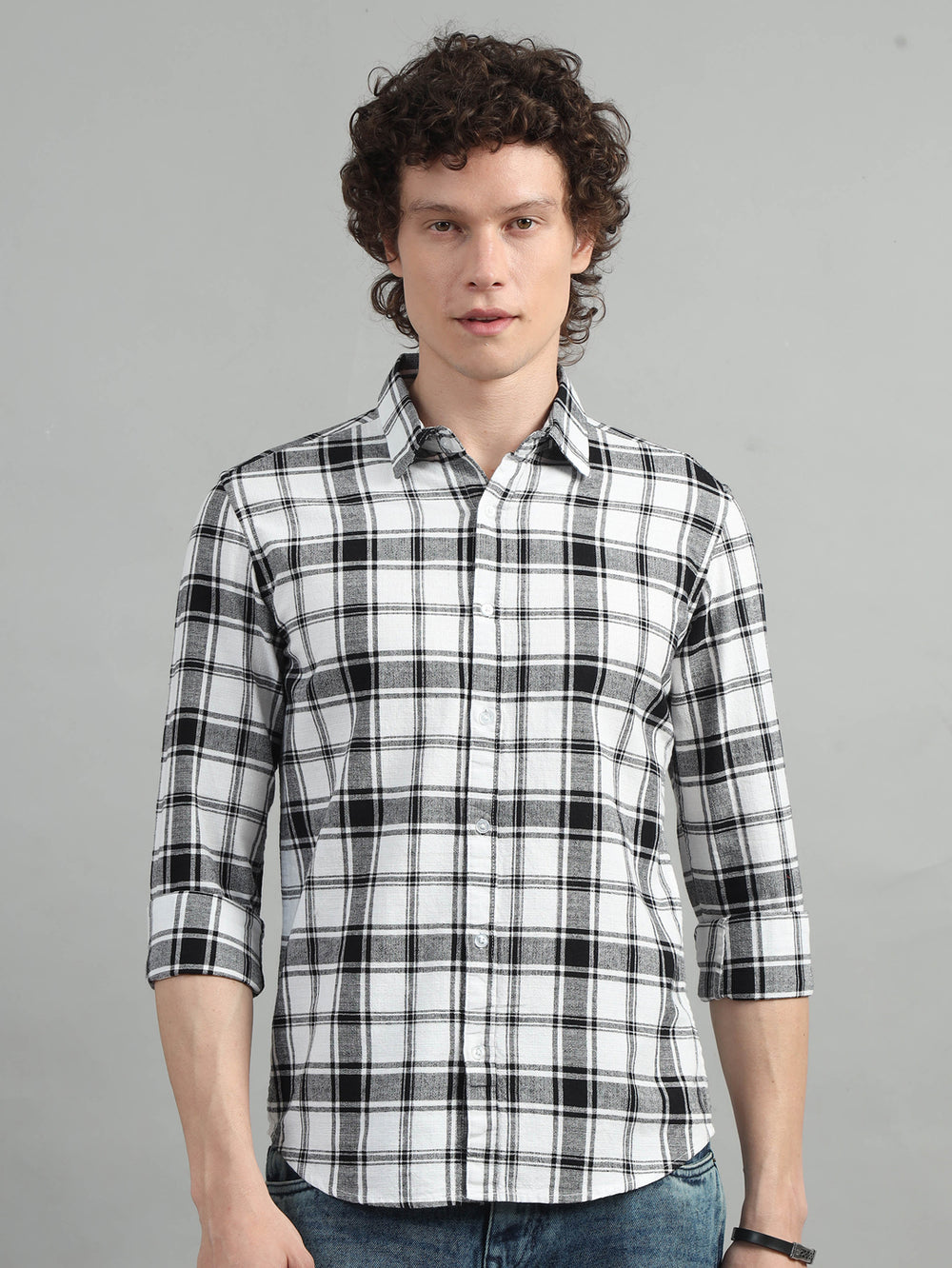 Dupplin Grid White Checked Shirt Checks Shirt Bushirt