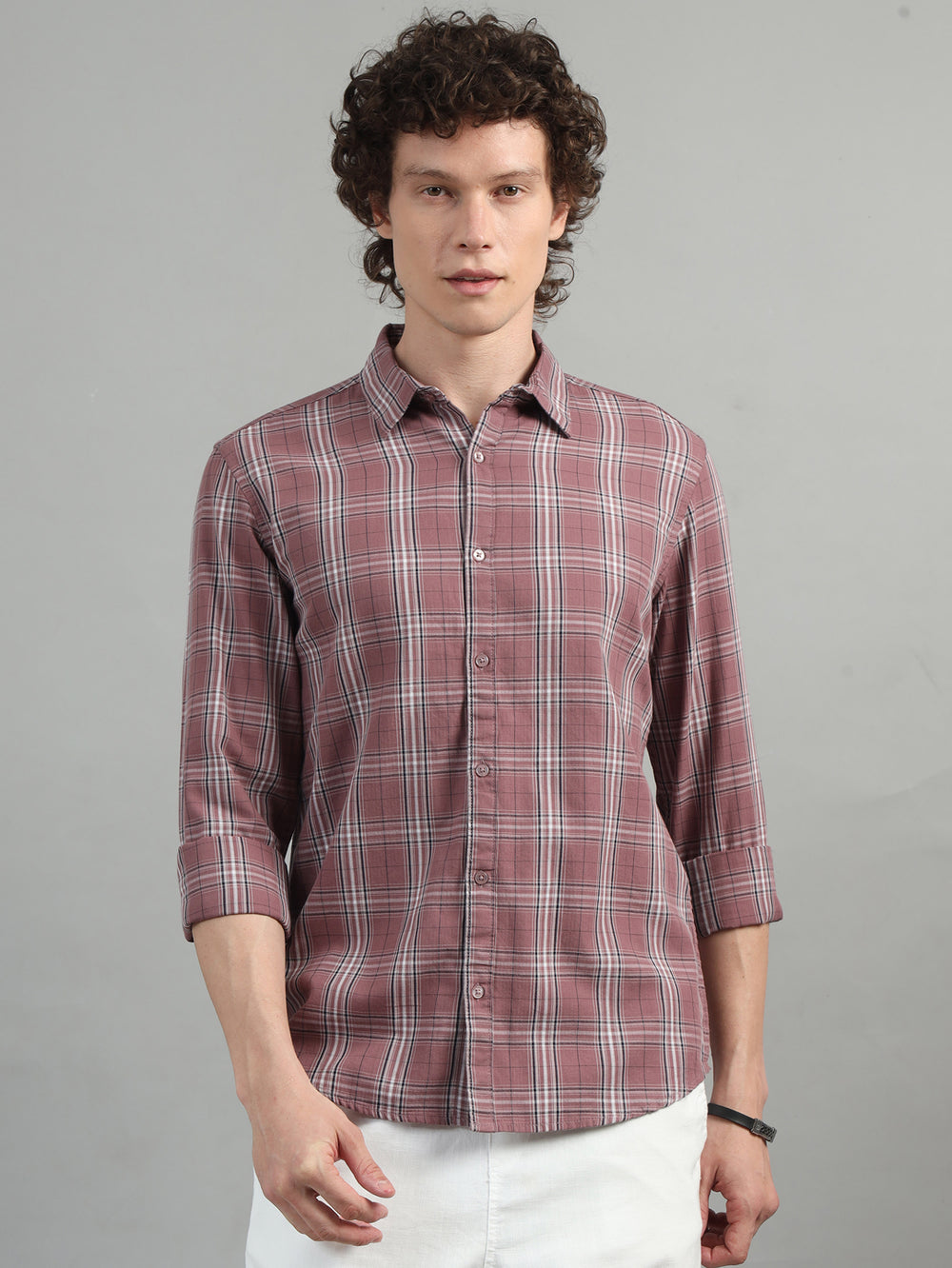 Twill Rose Taupe Checks Shirt Checks Shirt Bushirt