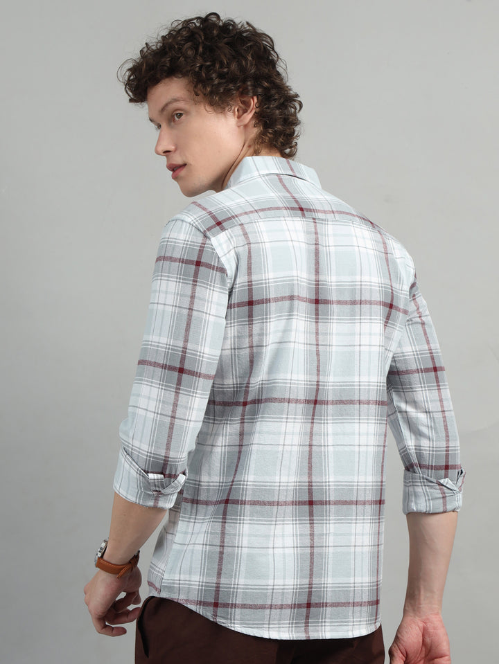 Breezy Spanish Grey Checked Shirt Checks Shirt Bushirt