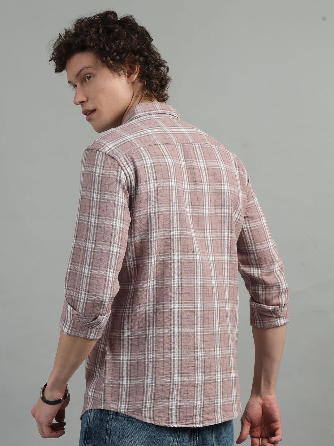 Light Taupe Cargo Checks Shirt Checks Shirt Bushirt