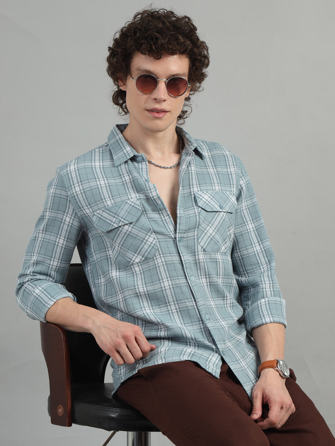 Urban Blue Cargo Checks Shirt Checks Shirt Bushirt