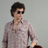 Light Taupe Cargo Checks Shirt Checks Shirt Bushirt