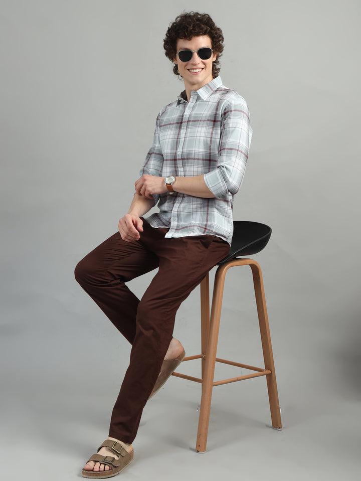 Breezy Spanish Grey Checked Shirt Checks Shirt Bushirt