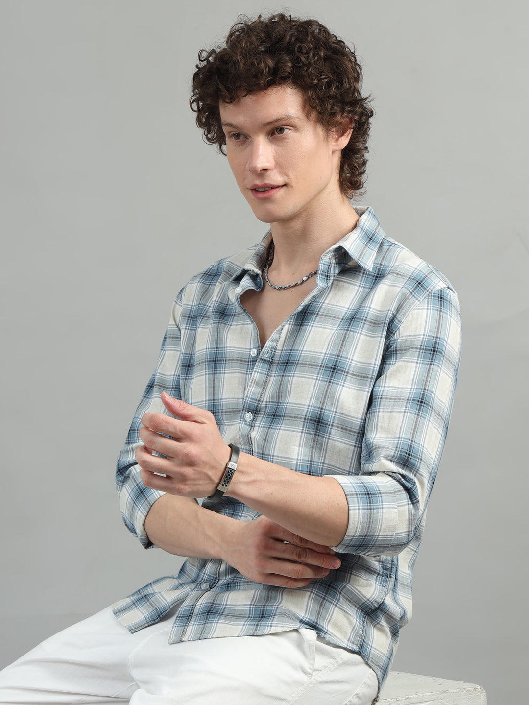 Windowpane Blue Checks Shirt Checks Shirt Bushirt