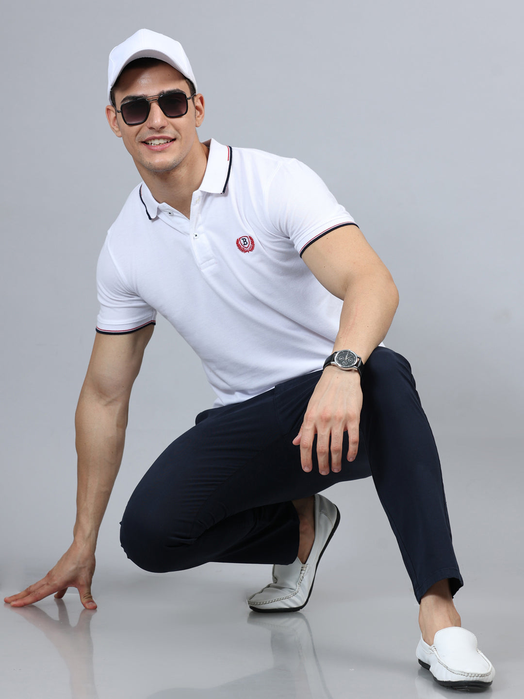 Fringe Navy Blue Solid Chinos Chinos Bushirt