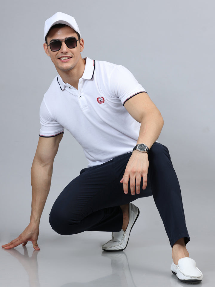 Fringe Navy Blue Solid Chinos Chinos Bushirt