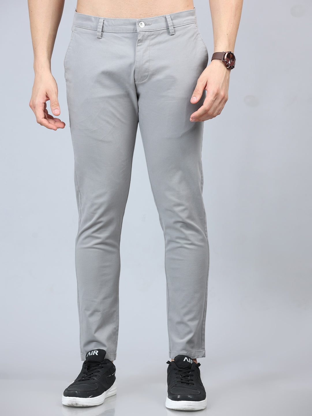 Fringe Pastel Grey Solid Chinos Chinos Bushirt