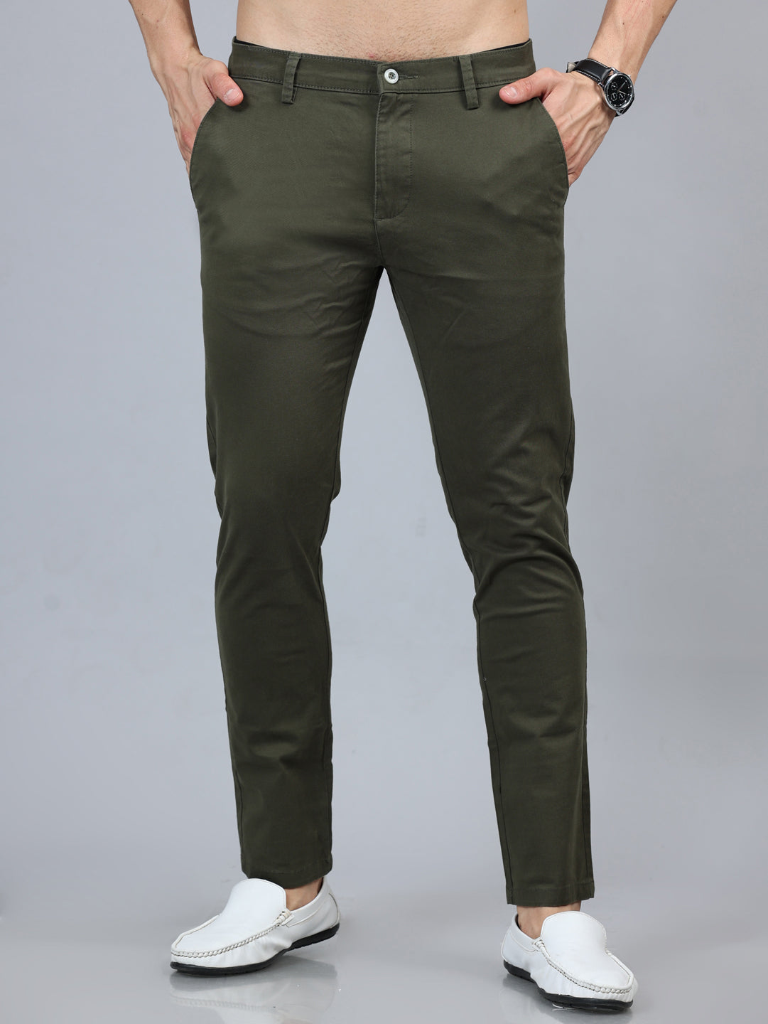 Fringe Pine Green Solid Chinos Chinos Bushirt