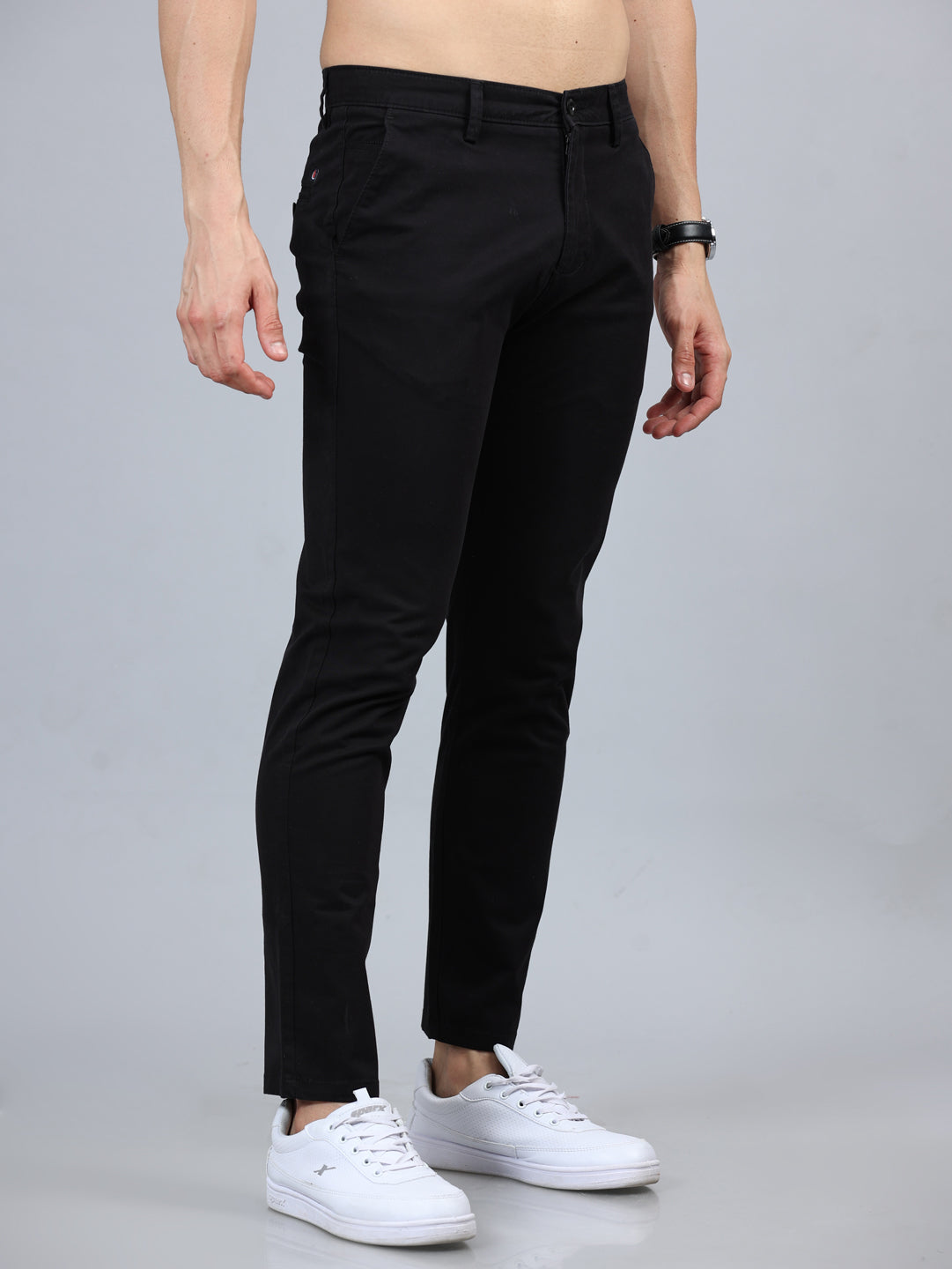 Fringe Black Solid Chinos Chinos Bushirt