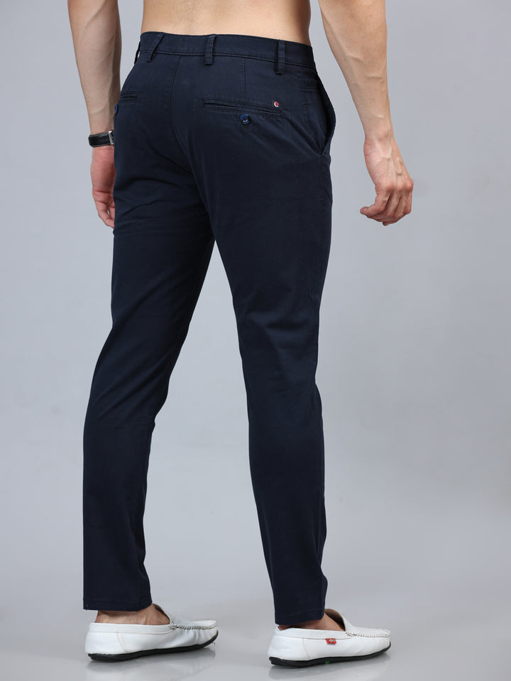 Fringe Navy Blue Solid Chinos Chinos Bushirt