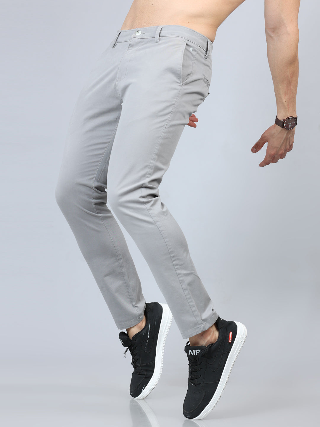 Fringe Pastel Grey Solid Chinos Chinos Bushirt