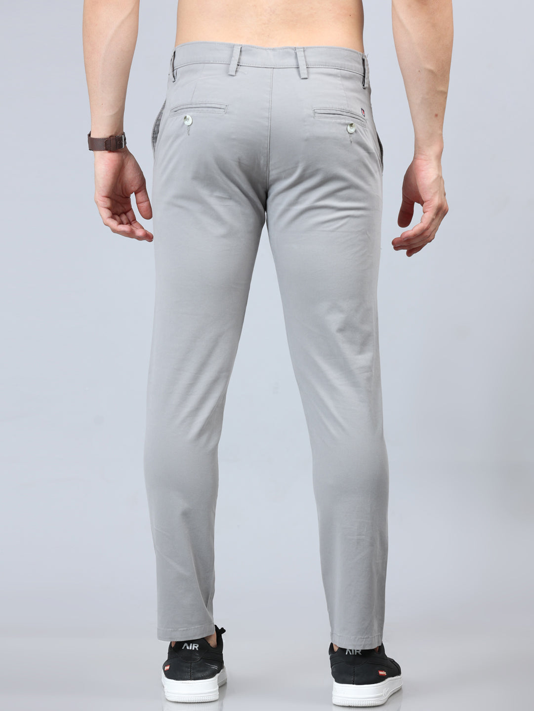 Fringe Pastel Grey Solid Chinos Chinos Bushirt