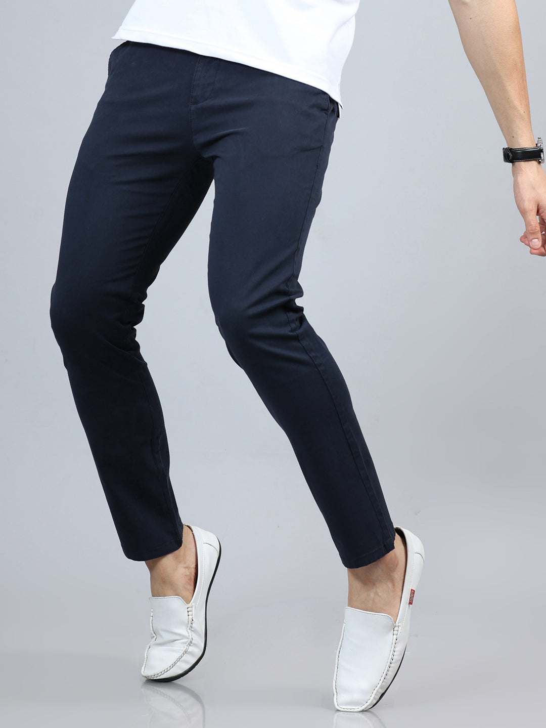 Fringe Navy Blue Solid Chinos Chinos Bushirt