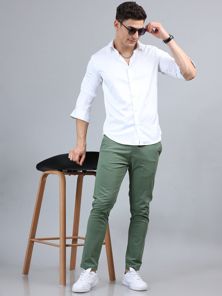 Fringe Sage Green Solid Chinos Chinos Bushirt