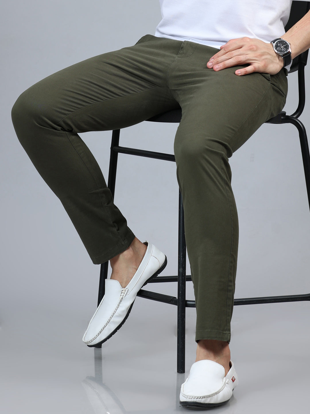 Fringe Pine Green Solid Chinos Chinos Bushirt