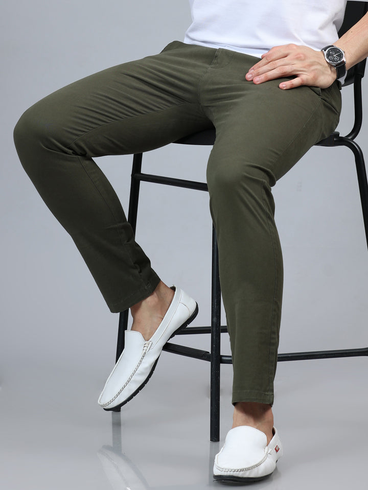 Fringe Pine Green Solid Chinos Chinos Bushirt