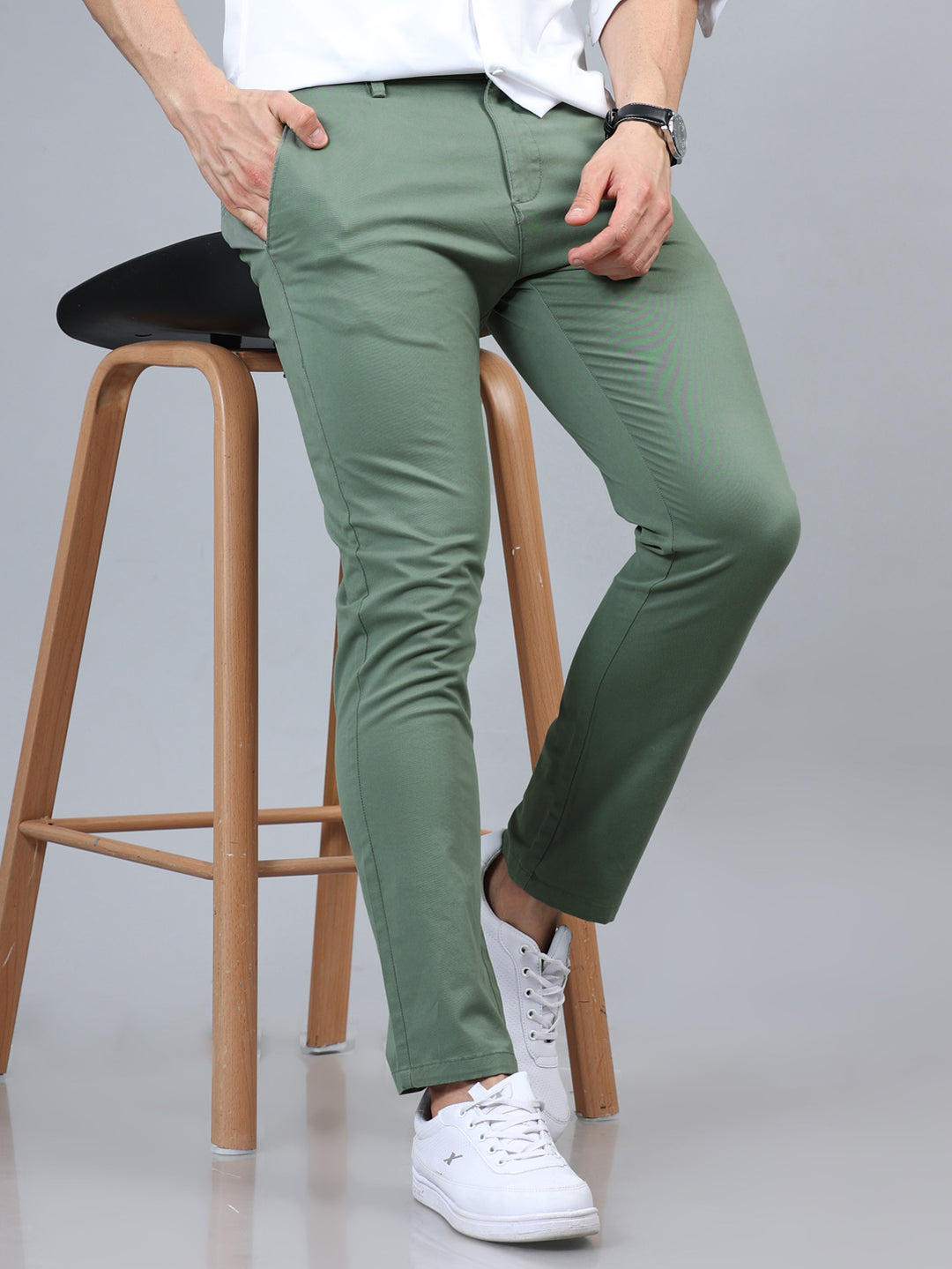 Fringe Sage Green Solid Chinos Chinos Bushirt