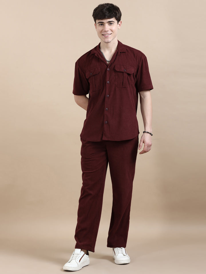 Burgundy Corduroy Oversize Co-Ords Oversize Co-ords Bushirt