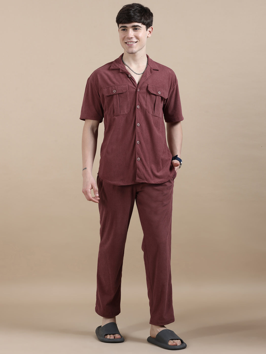 Taupe Corduroy Oversize Co-Ords Oversize Co-ords Bushirt