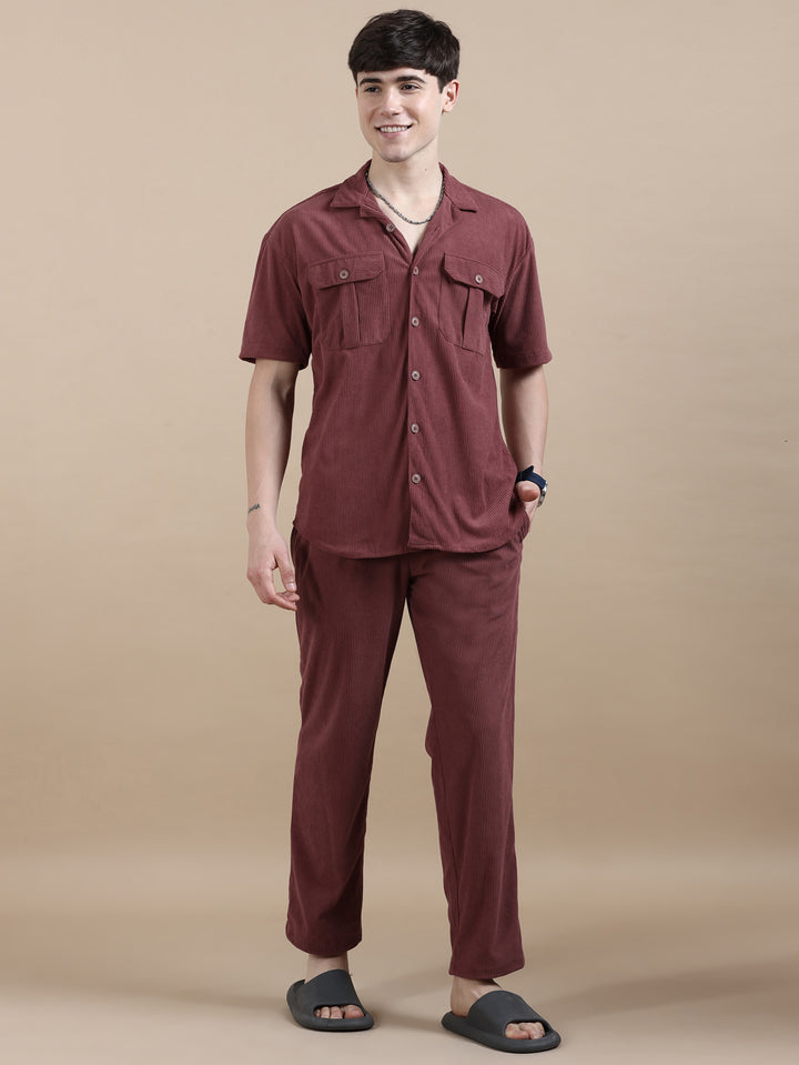 Taupe Corduroy Oversize Co-Ords Oversize Co-ords Bushirt