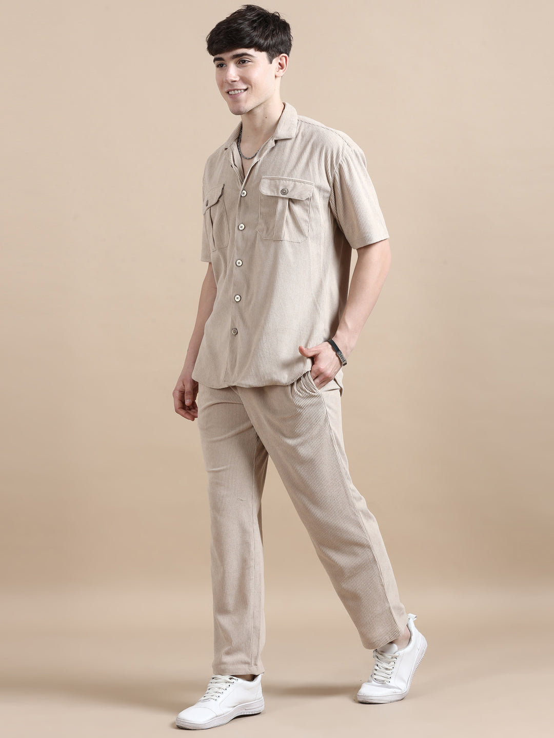 Beige Corduroy Oversize Co-Ords Oversize Co-ords Bushirt