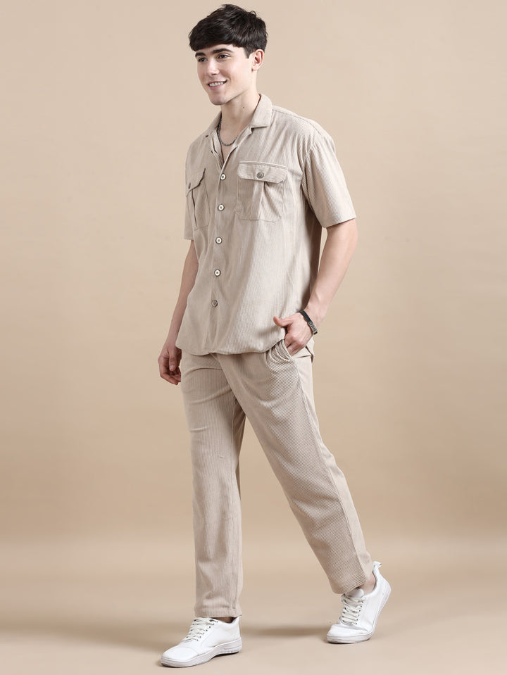 Beige Corduroy Oversize Co-Ords Oversize Co-ords Bushirt