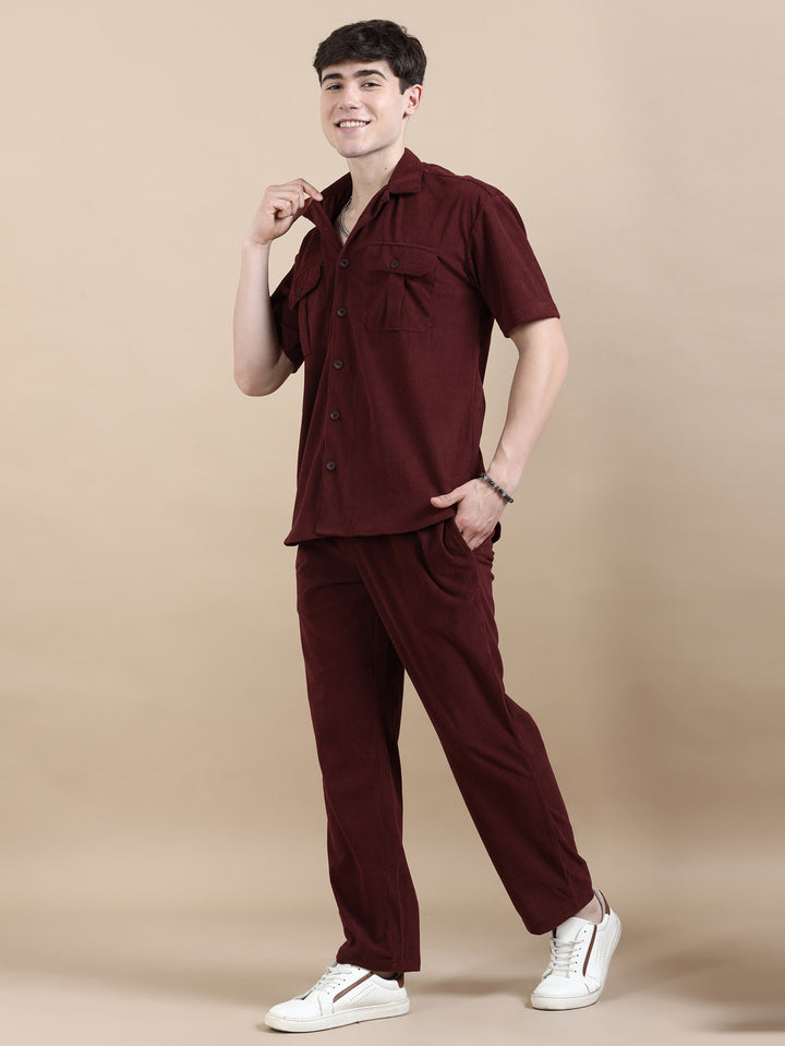 Burgundy Corduroy Oversize Co-Ords Oversize Co-ords Bushirt