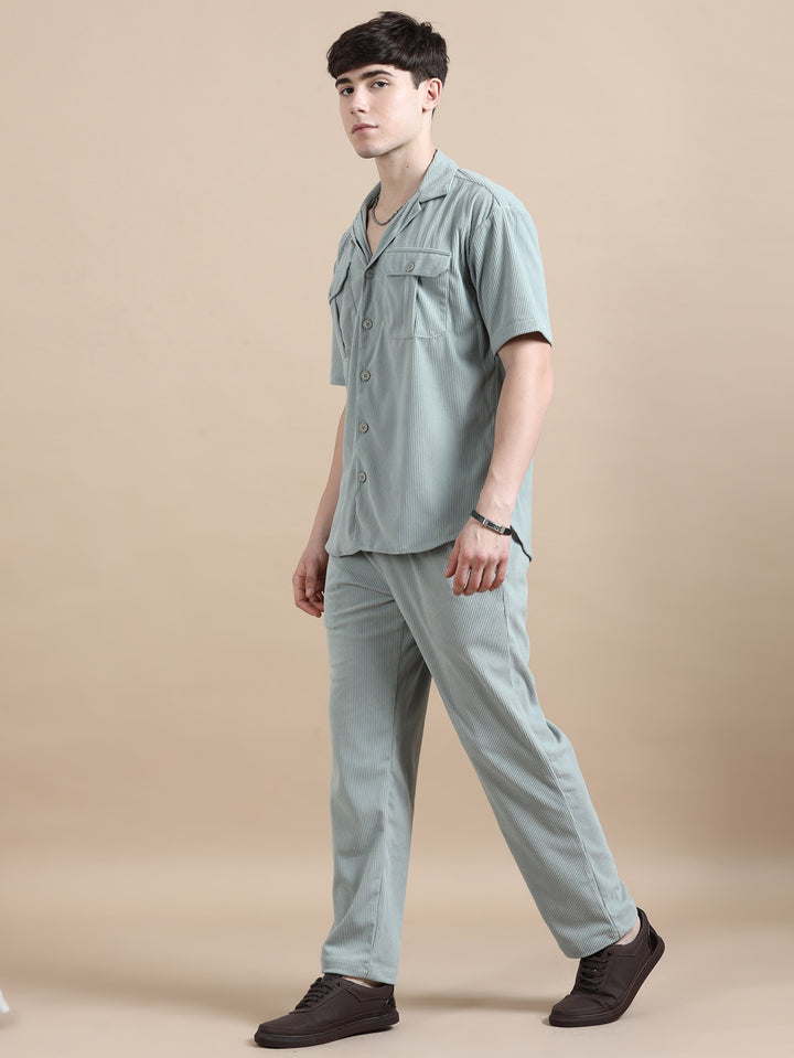 Laurel Green Corduroy Oversize Co-Ords Oversize Co-ords Bushirt