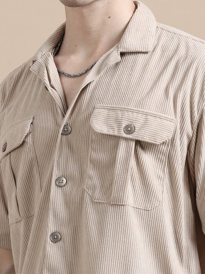 Beige Corduroy Oversize Co-Ords Oversize Co-ords Bushirt
