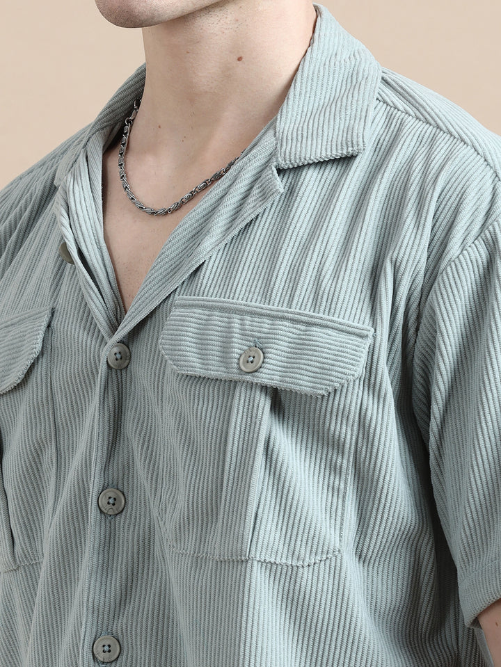 Laurel Green Corduroy Oversize Co-Ords Oversize Co-ords Bushirt