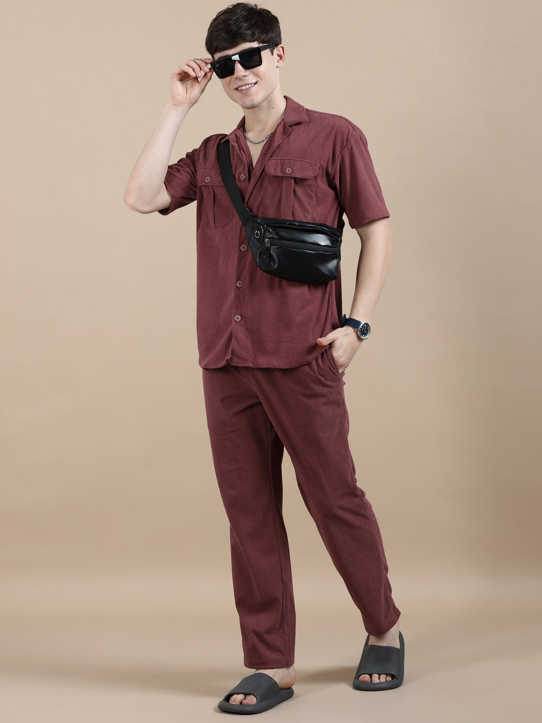 Taupe Corduroy Oversize Co-Ords Oversize Co-ords Bushirt