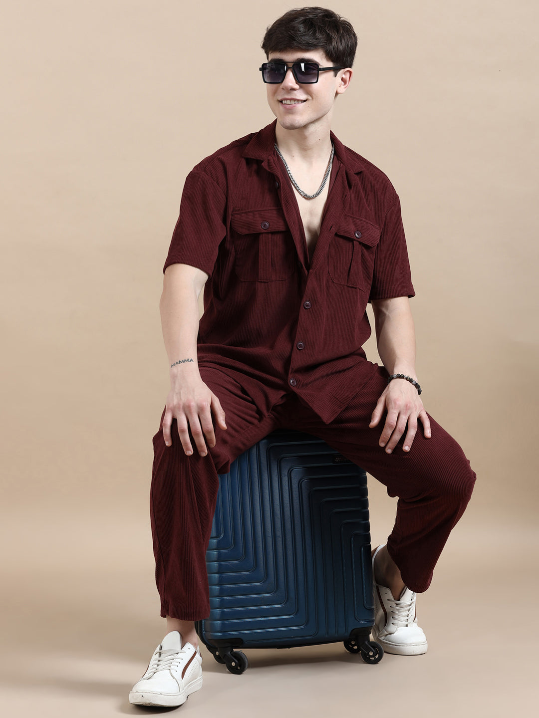 Burgundy Corduroy Oversize Co-Ords Oversize Co-ords Bushirt