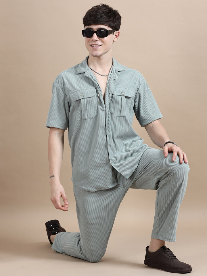 Laurel Green Corduroy Oversize Co-Ords Oversize Co-ords Bushirt