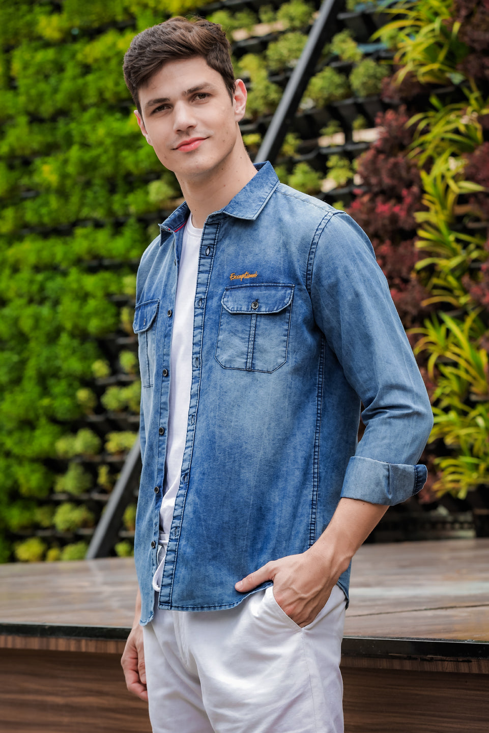 Stone Blue Cargo denim Shirt Denim Shirts Bushirt
