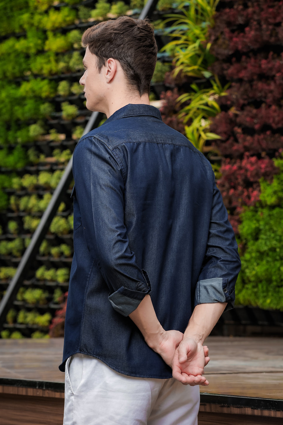 Dark Blue Cargo Denim Shirt Denim Shirts Bushirt