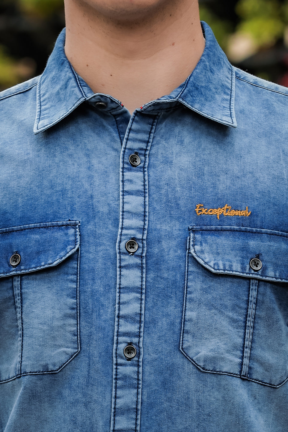 Stone Blue Cargo denim Shirt Denim Shirts Bushirt