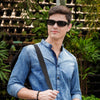 Slate Blue Chinese Collar Denim Shirt Denim Shirts Bushirt