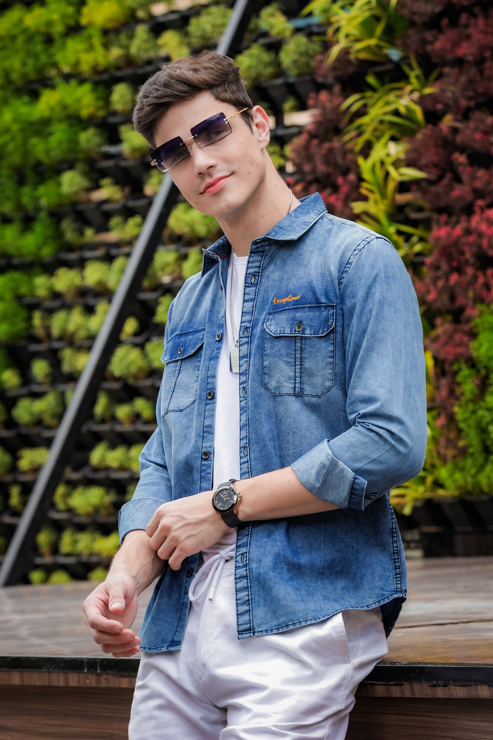 Stone Blue Cargo denim Shirt Denim Shirts Bushirt