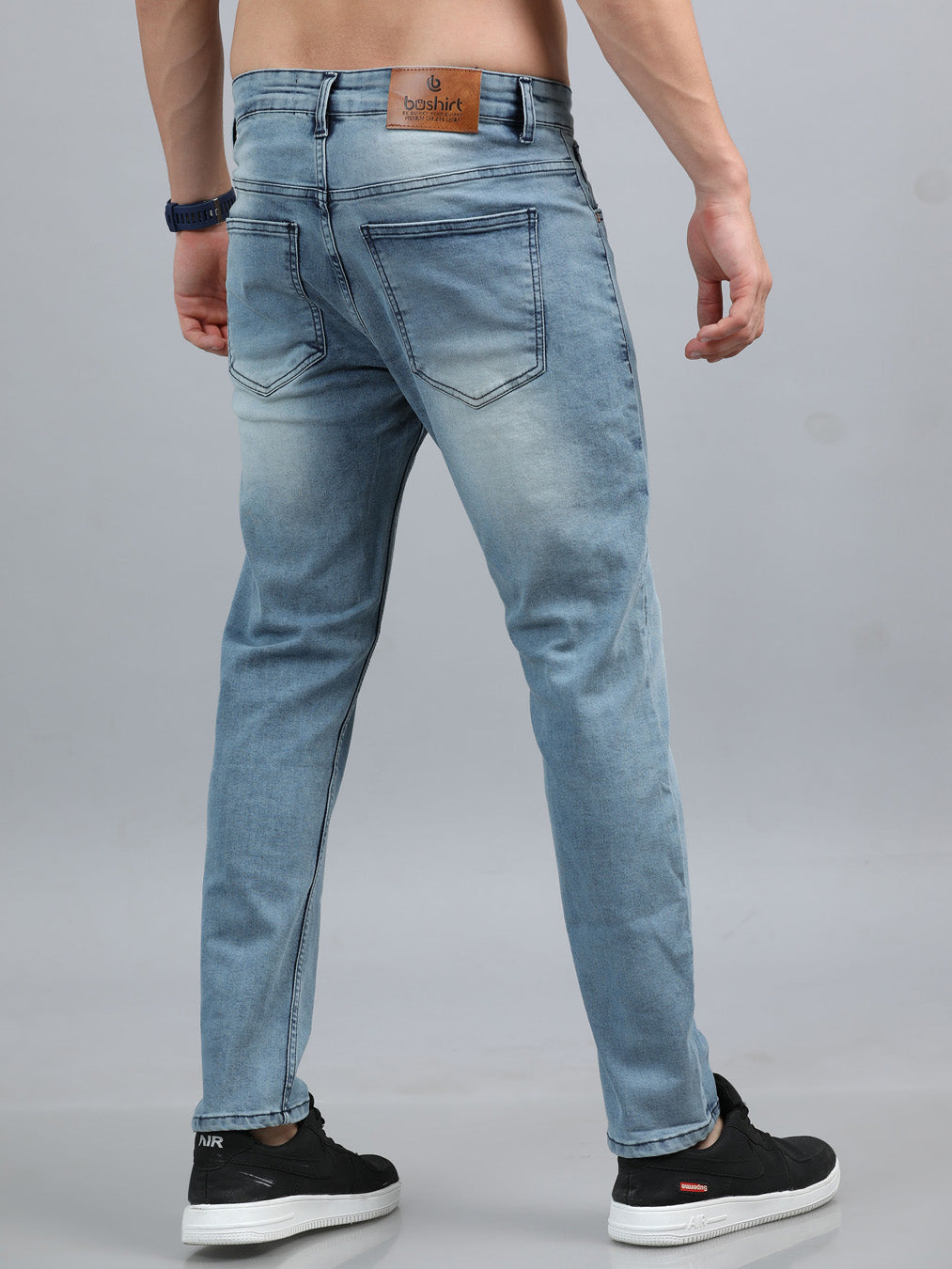 Dusty Blue Solid Slim Fit Jeans Jeans Bushirt