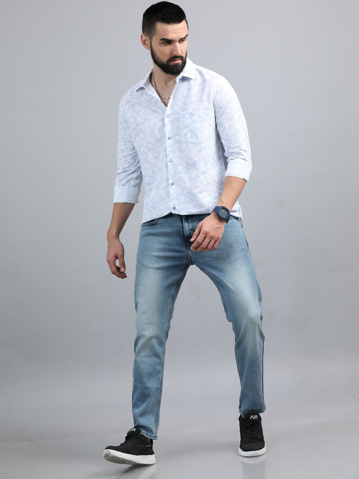 Dusty Blue Solid Slim Fit Jeans Jeans Bushirt