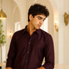 Wine Regular Fit Corduroy Shirt corduroy Shirt Bushirt