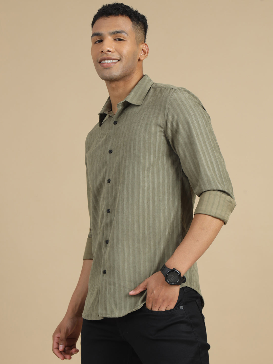 Moss Green Solid Harring Shirt Solid Shirt Bushirt