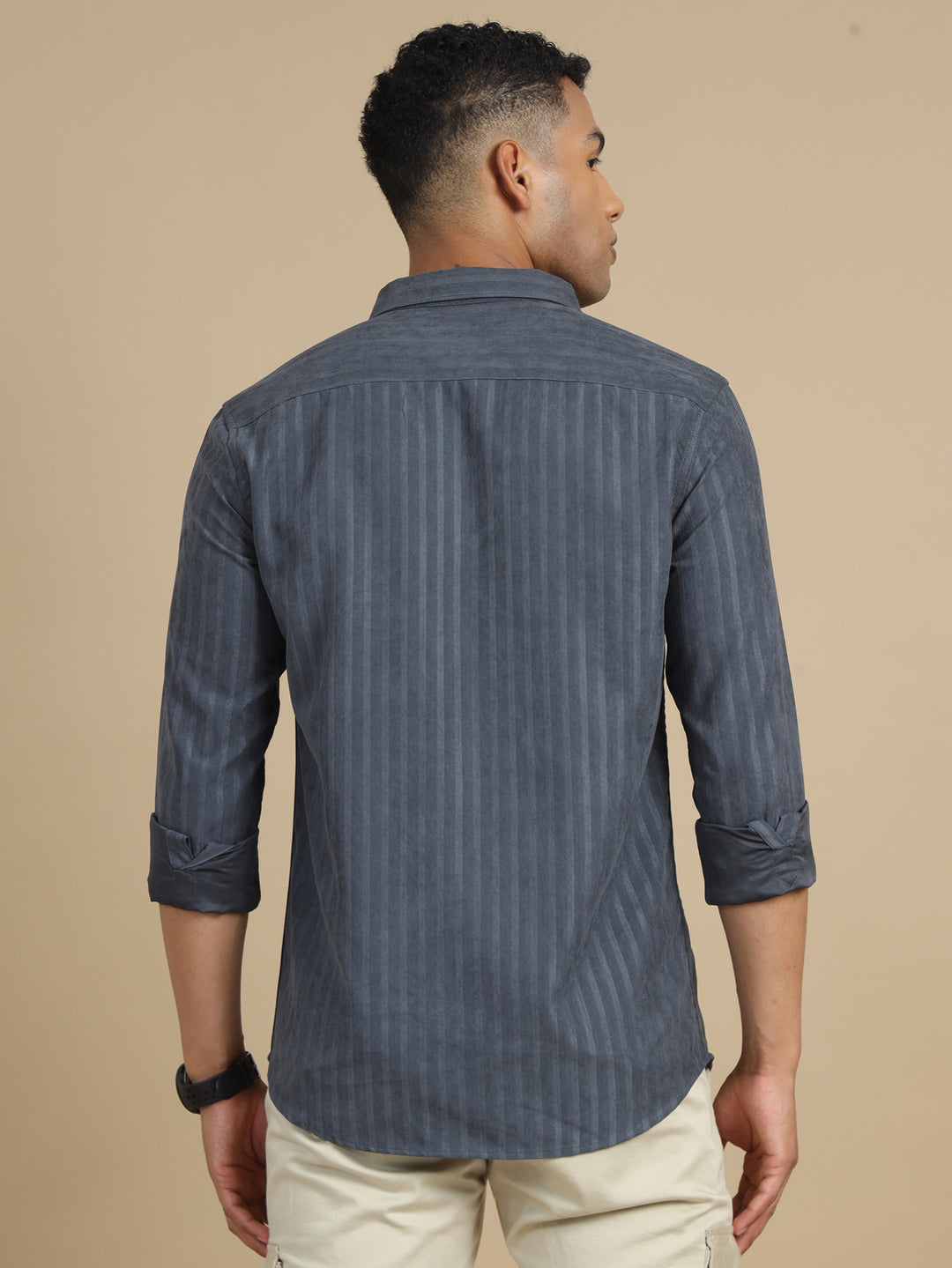 Warm Grey Solid Harring Bone Shirt Solid Shirt Bushirt
