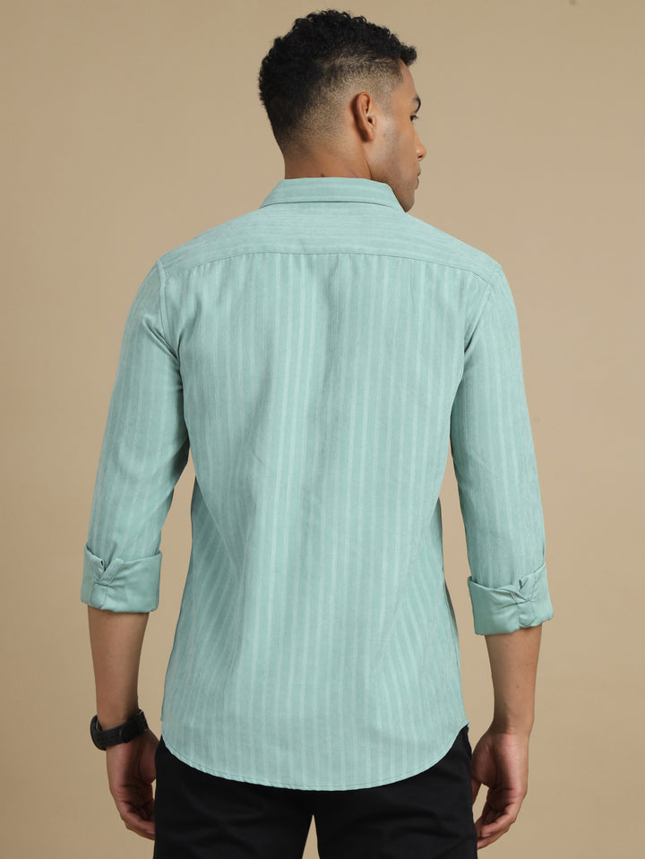 Laurel Green Solid Harring Bone Shirt Solid Shirt Bushirt
