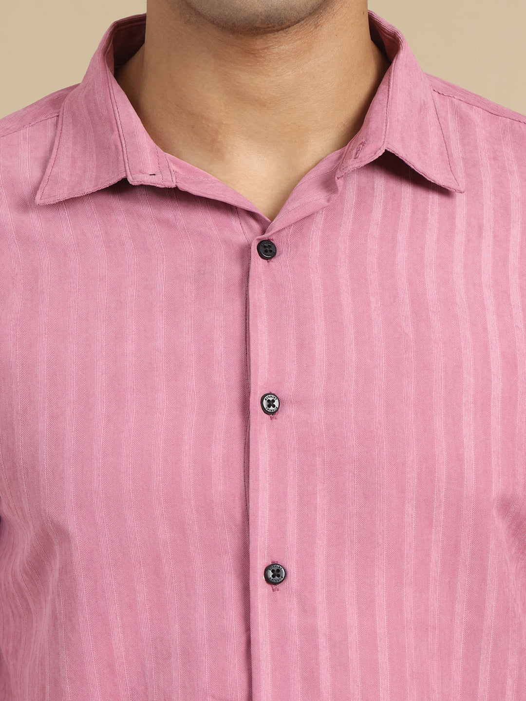 Cameo Pink Harring Bone Shirt Solid Shirt Bushirt