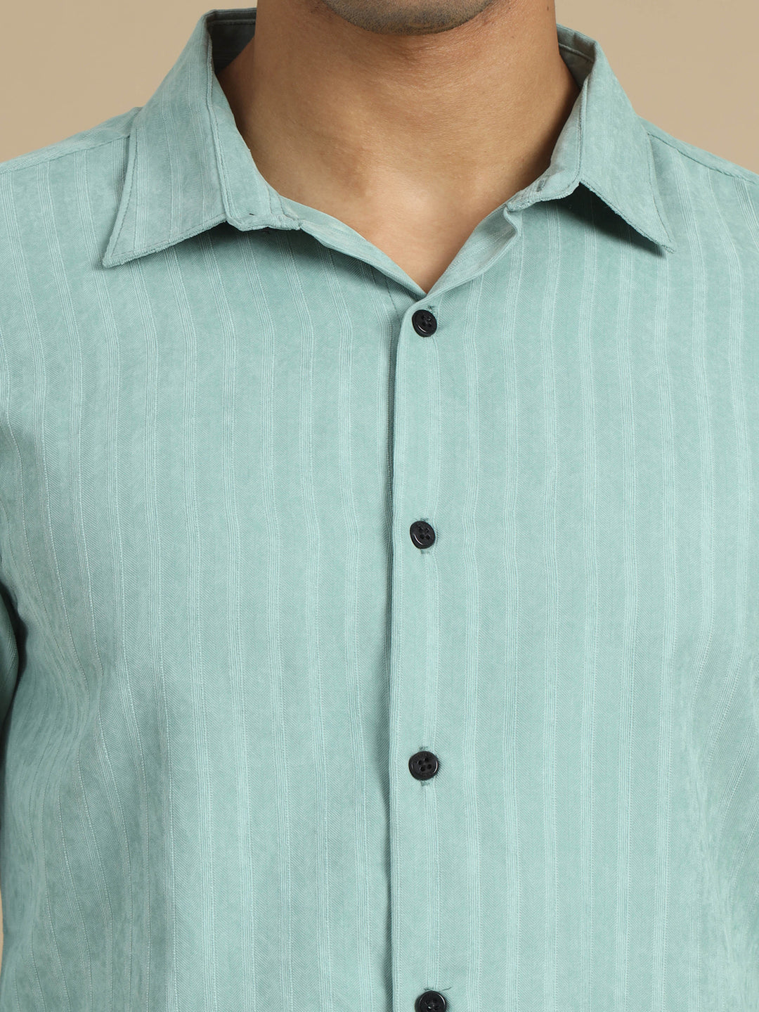 Laurel Green Solid Harring Bone Shirt Solid Shirt Bushirt